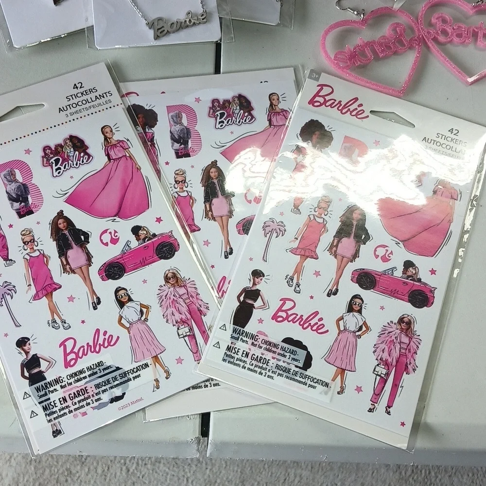 Barbie Stainless Steel Necklace And‎ Earring Lot. / Stickers